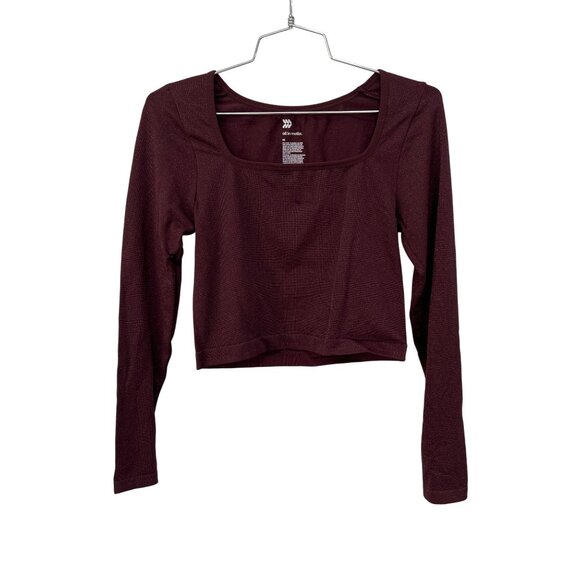 All In Motion Long Sleeve Cropped Top Size Medium Metallic Shimmer Athleisure - Picture 1 of 5
